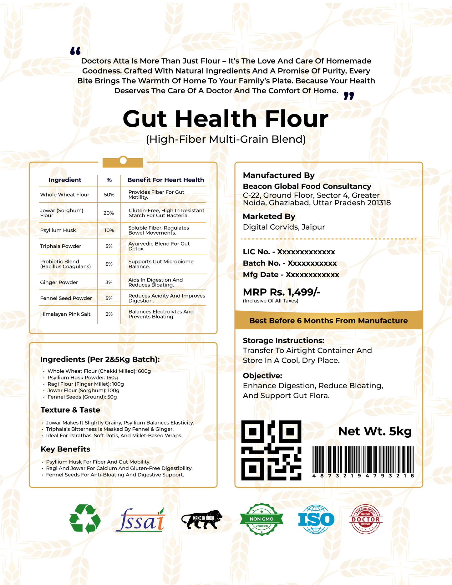 Gut Health Aata | High-Fiber Multi-Grain & Probiotic Blend